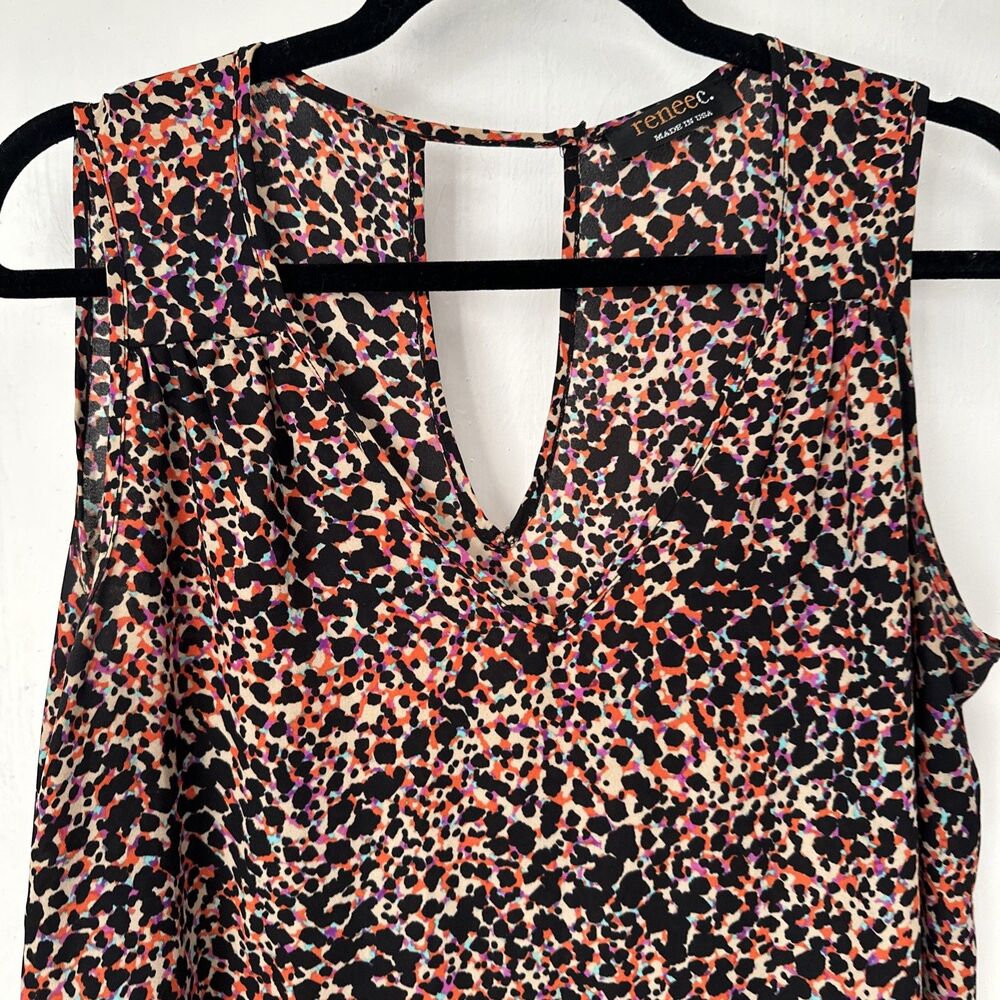 Renee Animal Print Top Sleeveless Tank Blouse Womens Medium
